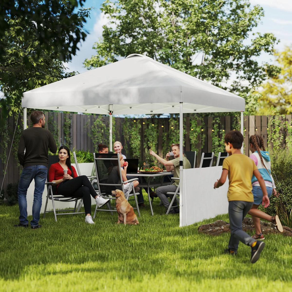 10' x 10' Pop-Up Canopy Tent with 2 Half Sidewalls – White