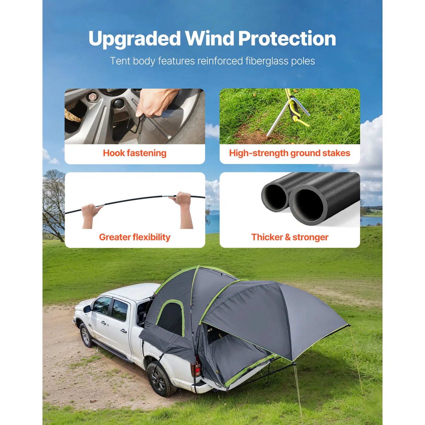 Pickup Truck Bed Tent for Camping Waterproof PU2000 2-3 Person