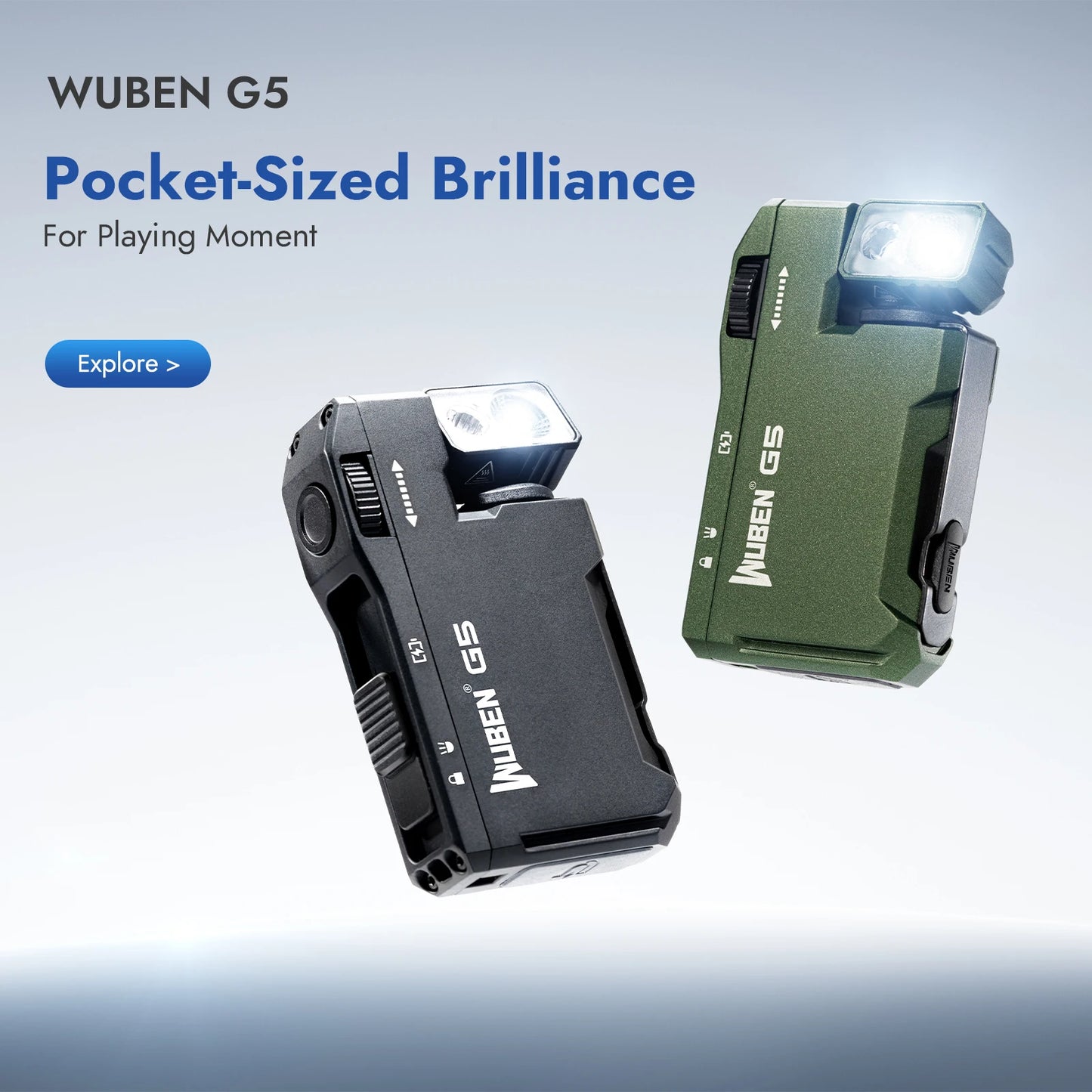 Multi-Color Magnetic EDC G5 Flashlight 400 Lumen USB-C Rechargeable Keychain hands Free for Camping, Car Repair, Home Use