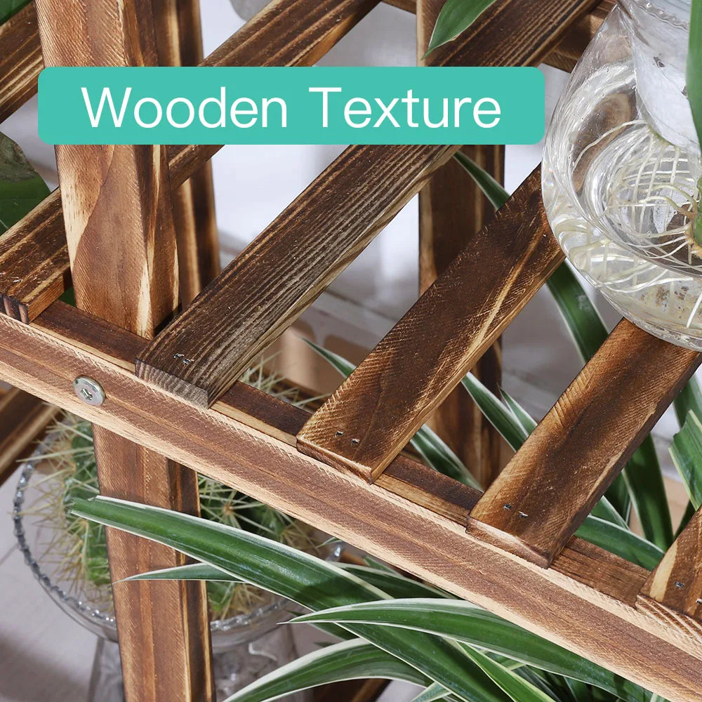 Multi-Layer Wood Plant Stand Rack with Wheels