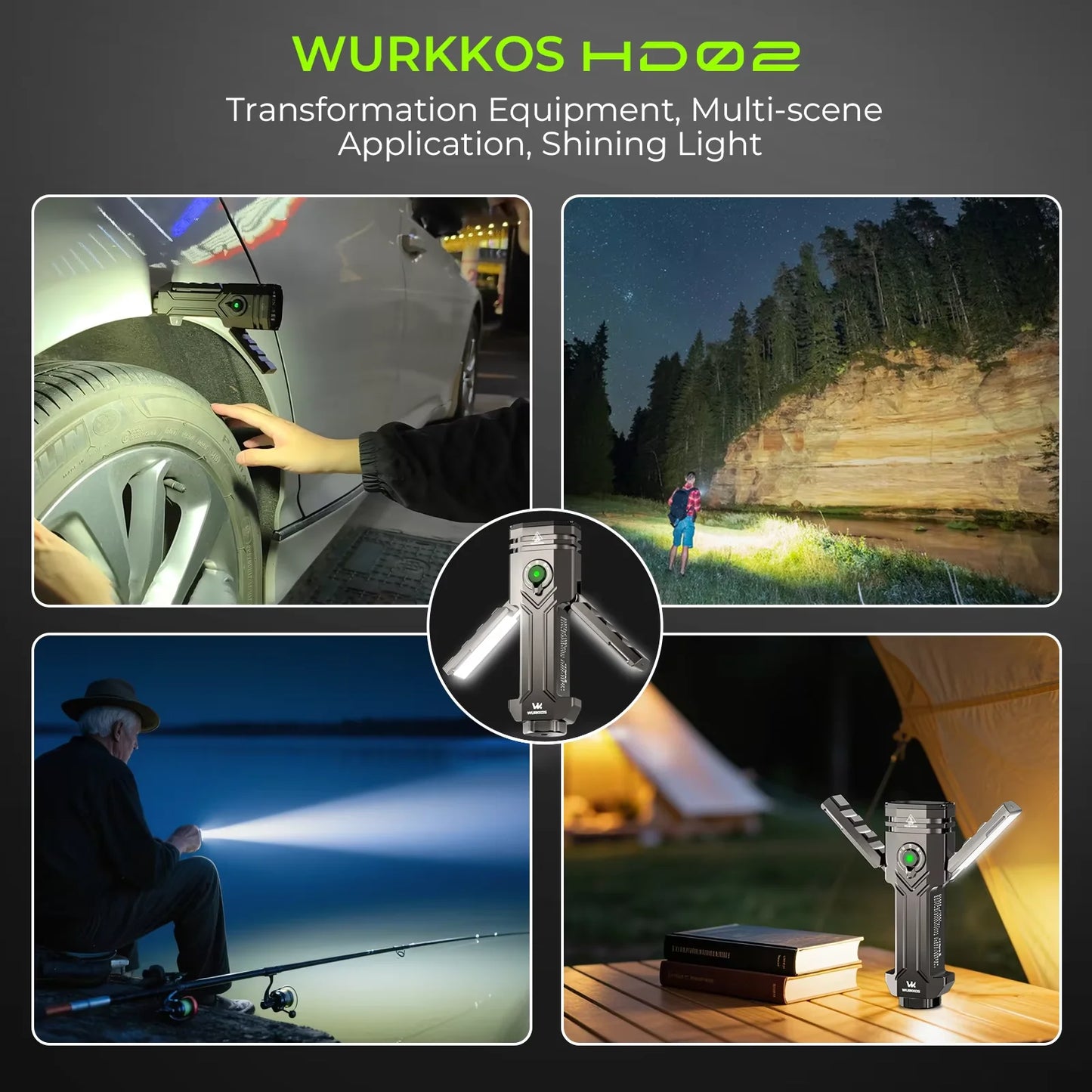 LED Camping Lamp Portable Outdoor Sports Fishing 3200 Lumens Hunting Hiking Searchlight with Rechargeable Battery