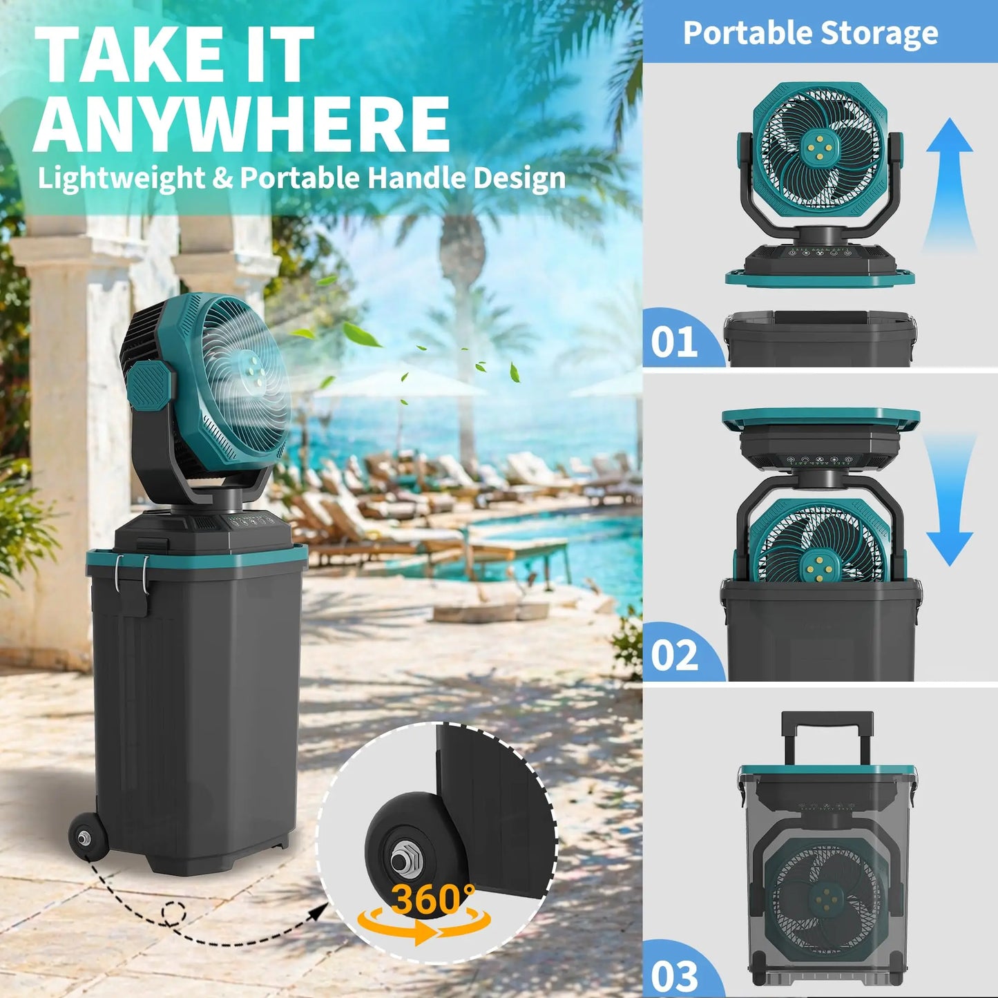 15L Portable Misting Bucket Fan 3