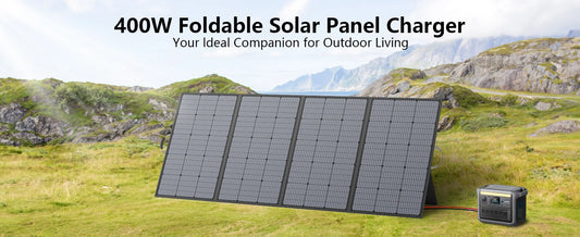 MHPOWOS 400W Lightweight Portable Solar Panel Power Backup 31V Foldable Solar Charger for Off-Grid