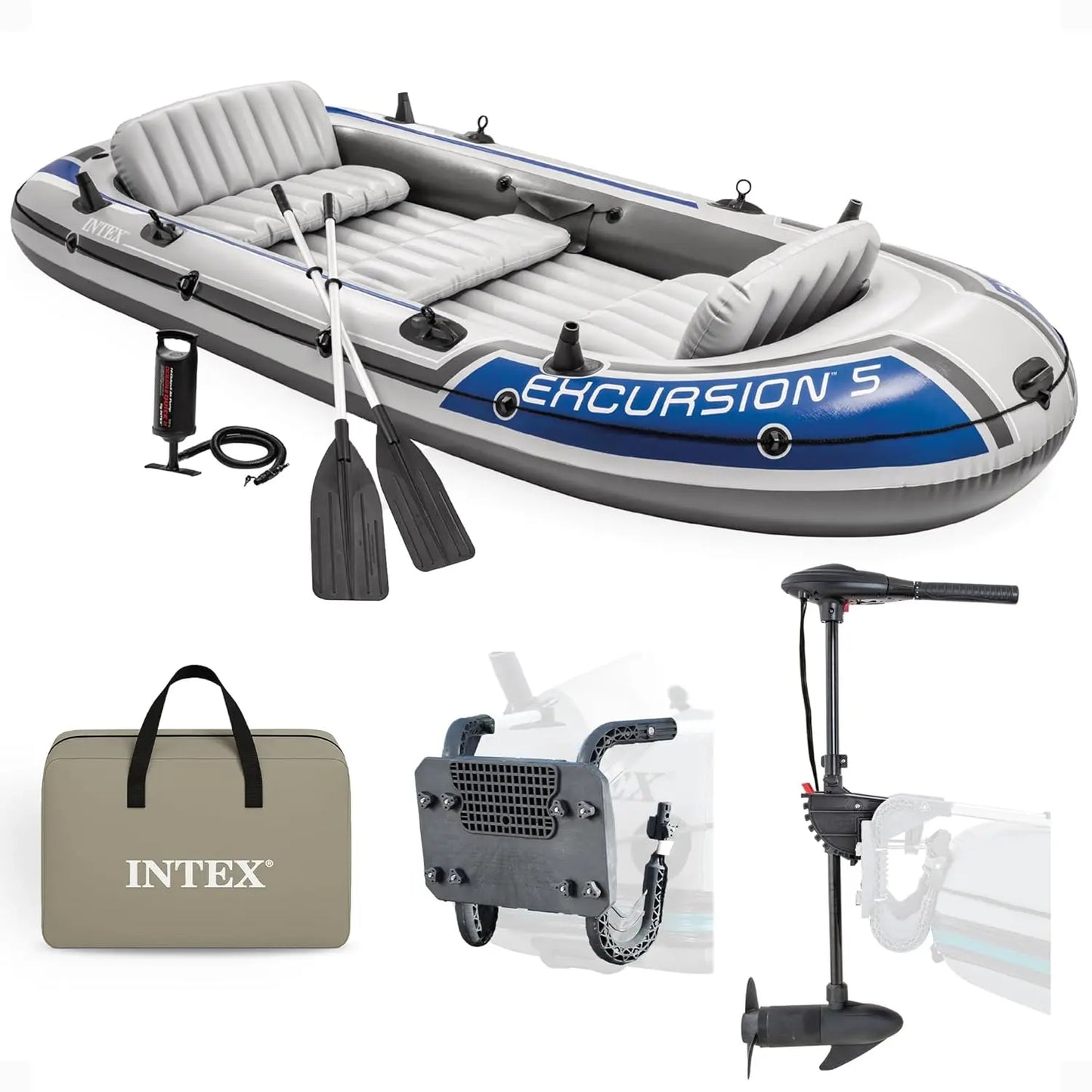5 Person Inflatable Boat with Oars and Pump
