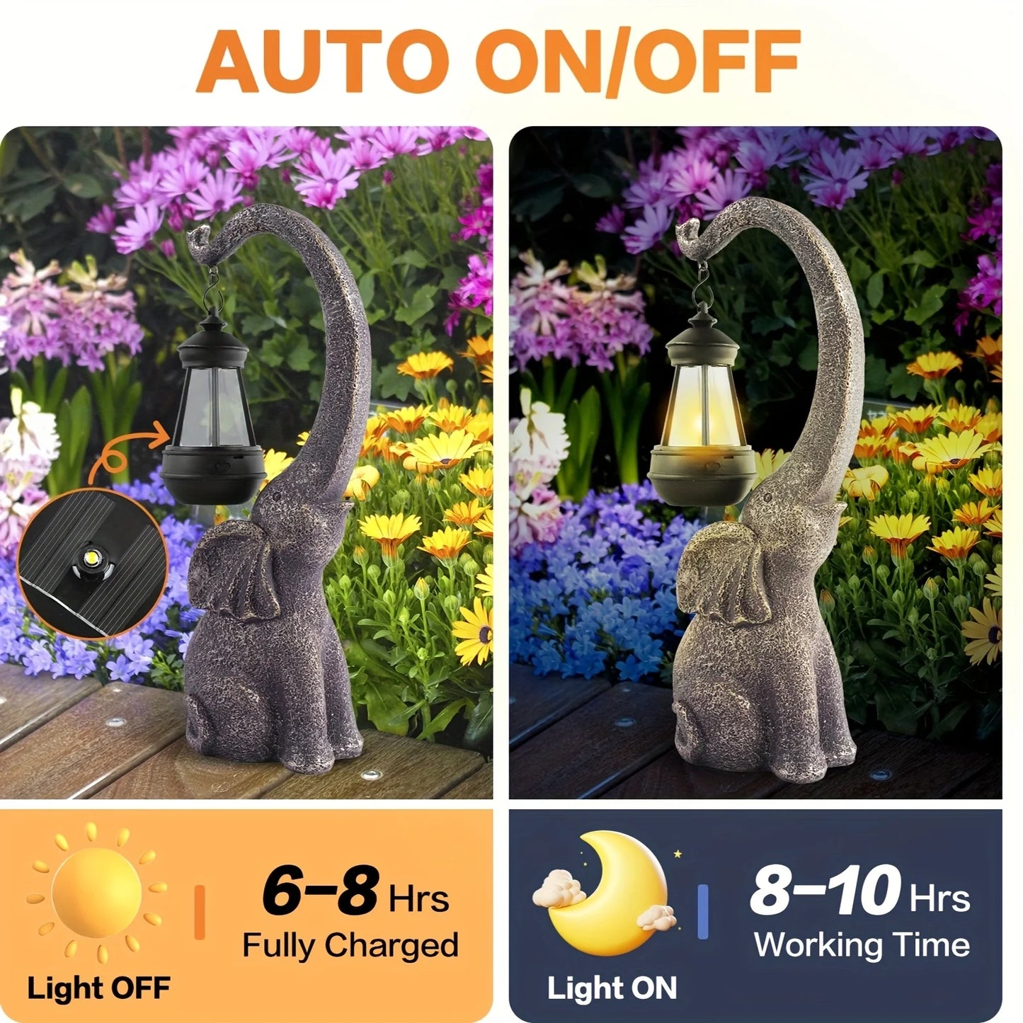 Solar Plastic Elephant Statue