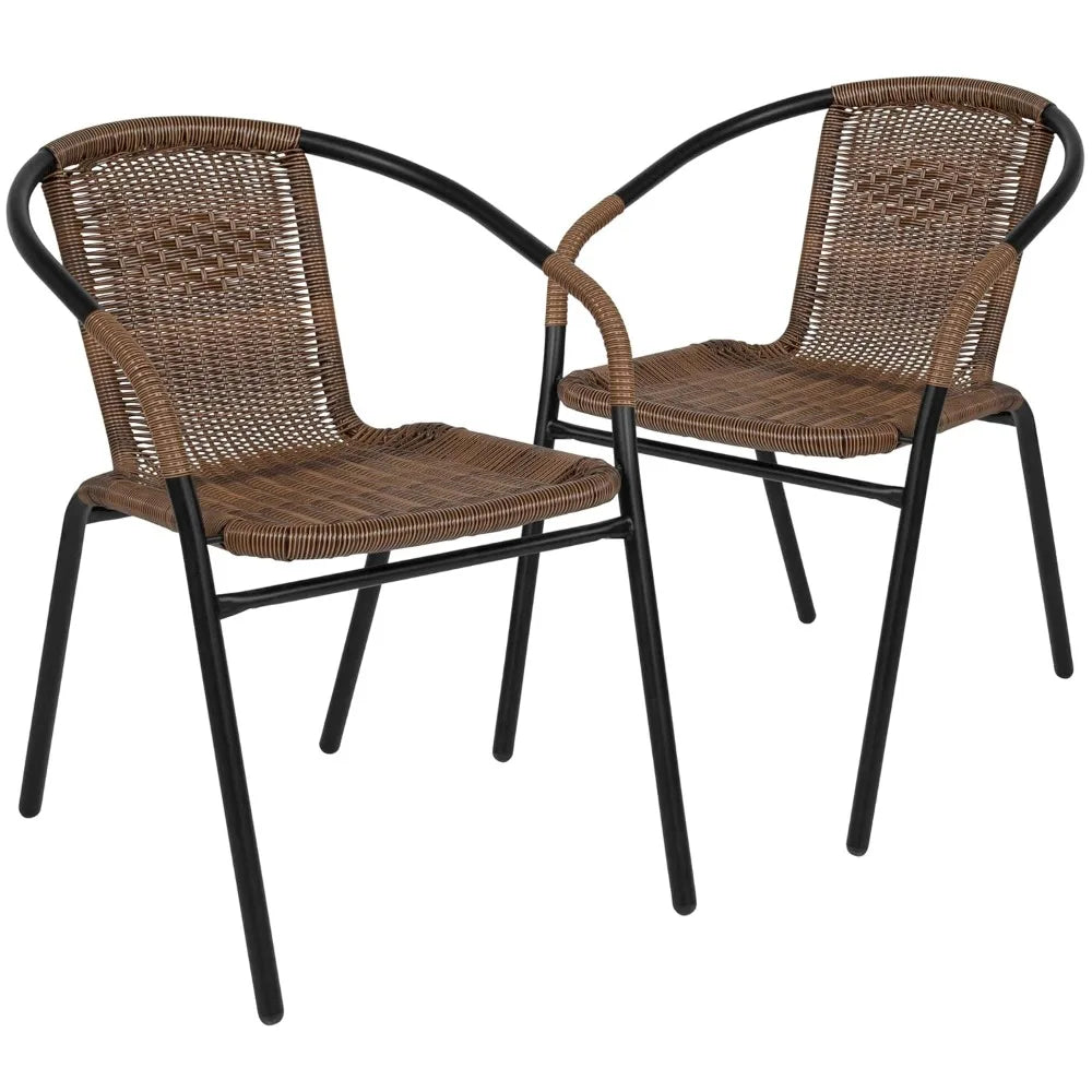 Stackable Rattan Chairs Curved Back