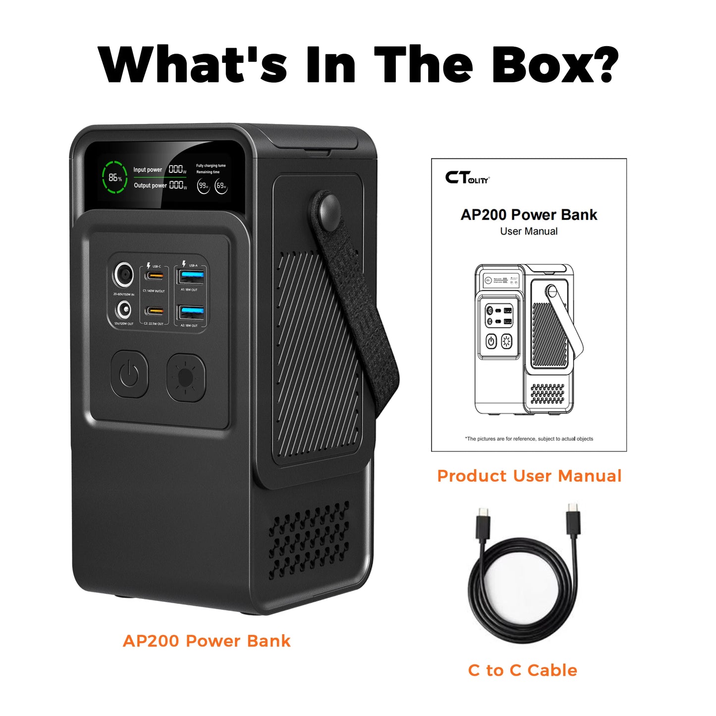 CTOLITY 200W Power Station Power Bank 60000mAh