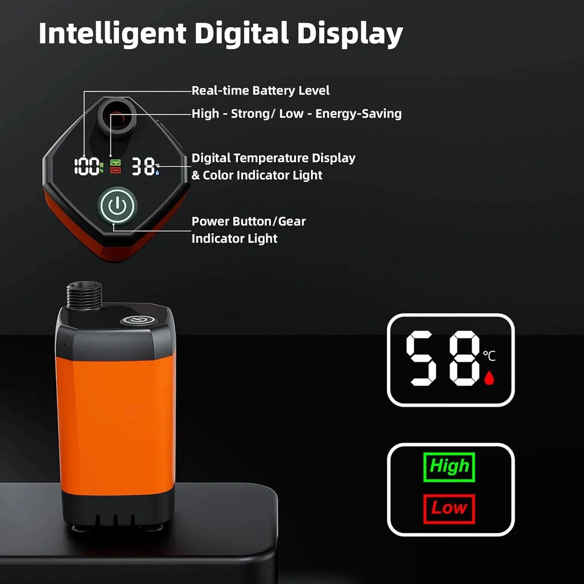 6000mAh Rechargeable Portable Camping Shower with 5-Gallon Bucket
