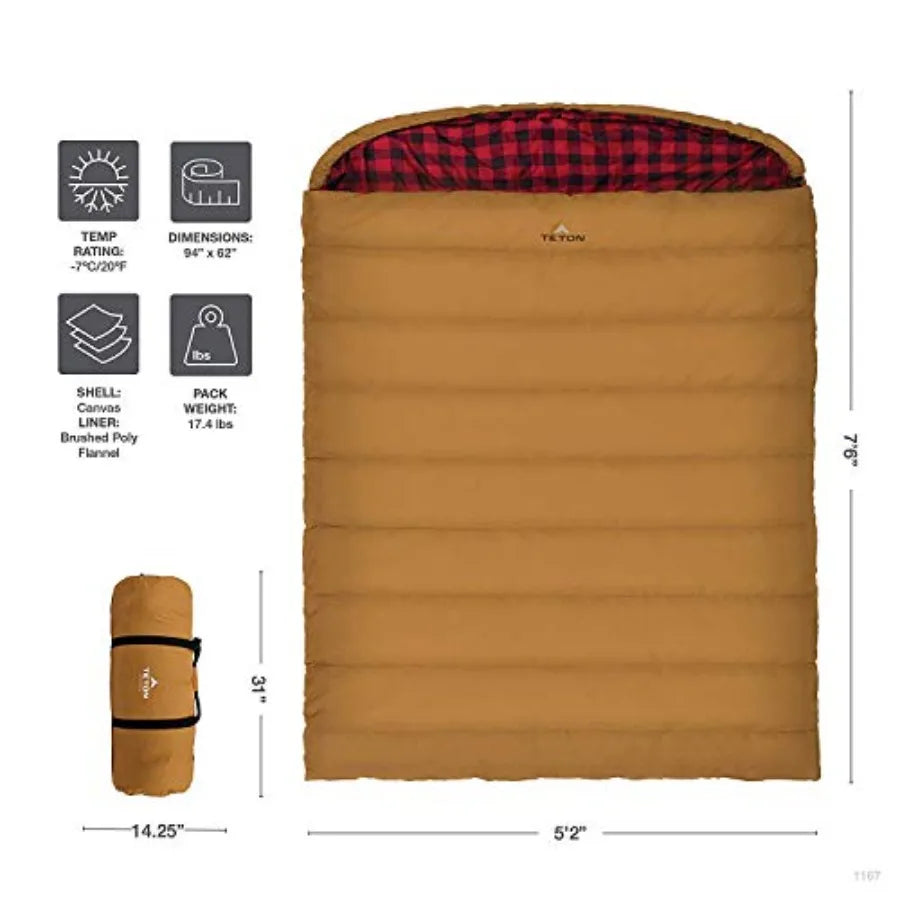 TETON Mammoth Queen-Size Double Sleeping Bag – Oversized Camping Comfort