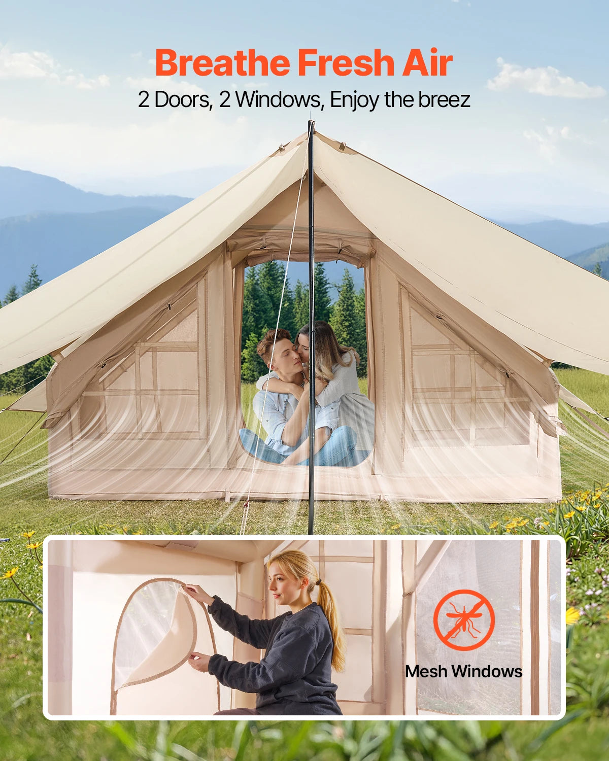 SucceBuy 3–5 Person Inflatable Camping Tent with Hand Pump – 300D Oxford