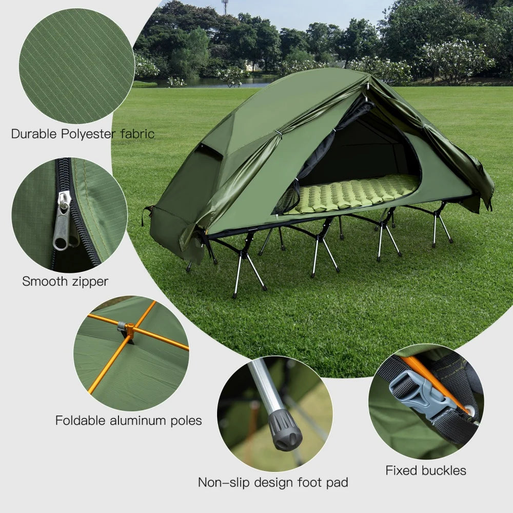 Night Cat Single Person Elevated Camping Cot Tent – Portable Off-Ground Shelter