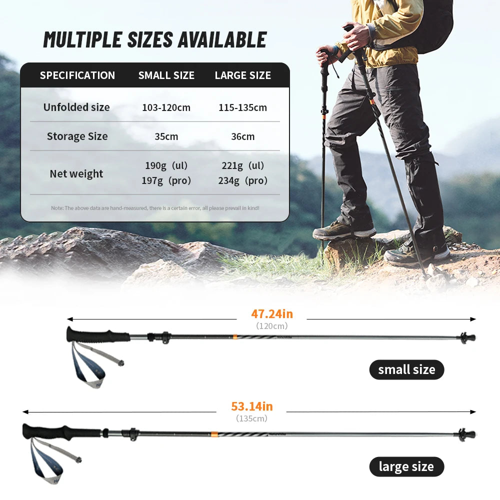 Naturehike Carbon Fiber Trekking Poles 5 Sections Portable Folding Climbing Sticks Outdoor Hiking Collapsible Walking Sticks