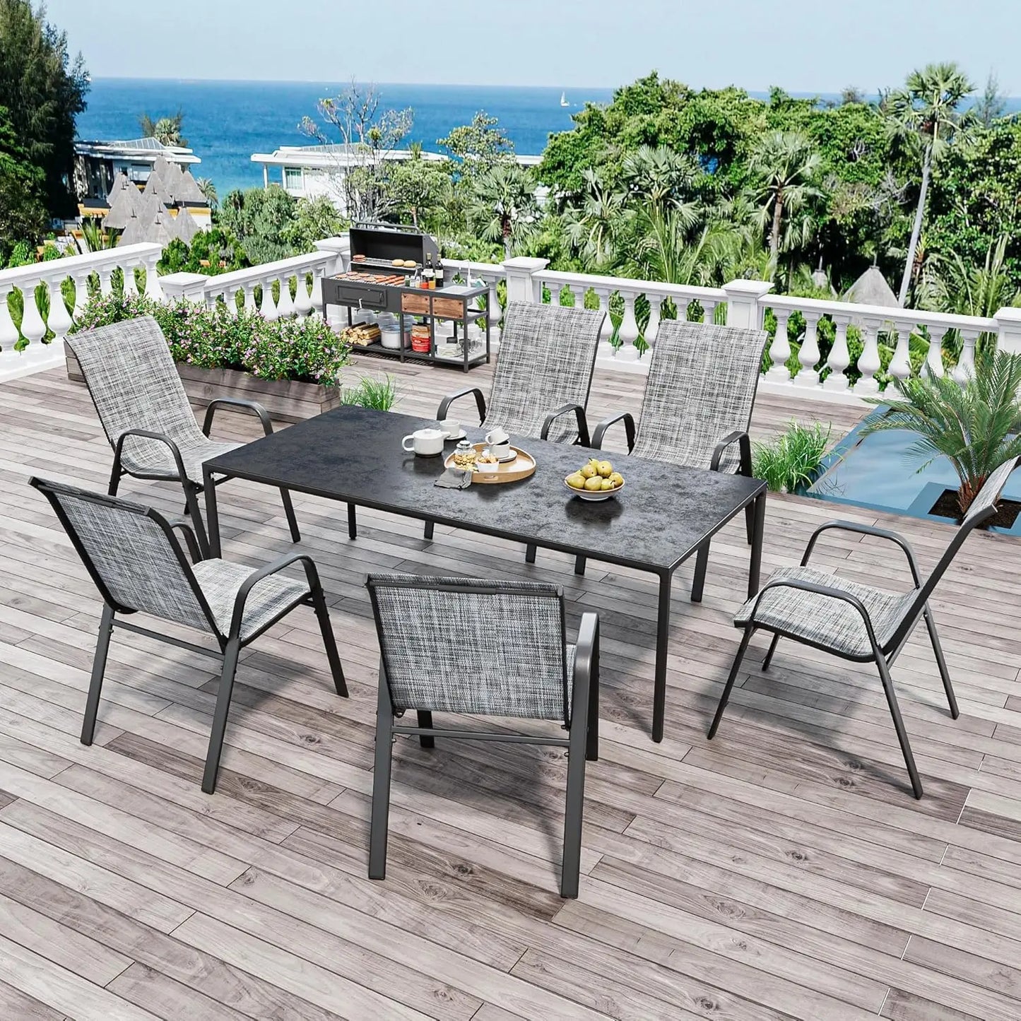 Stackable Outdoor Dining Chairs Set of 6