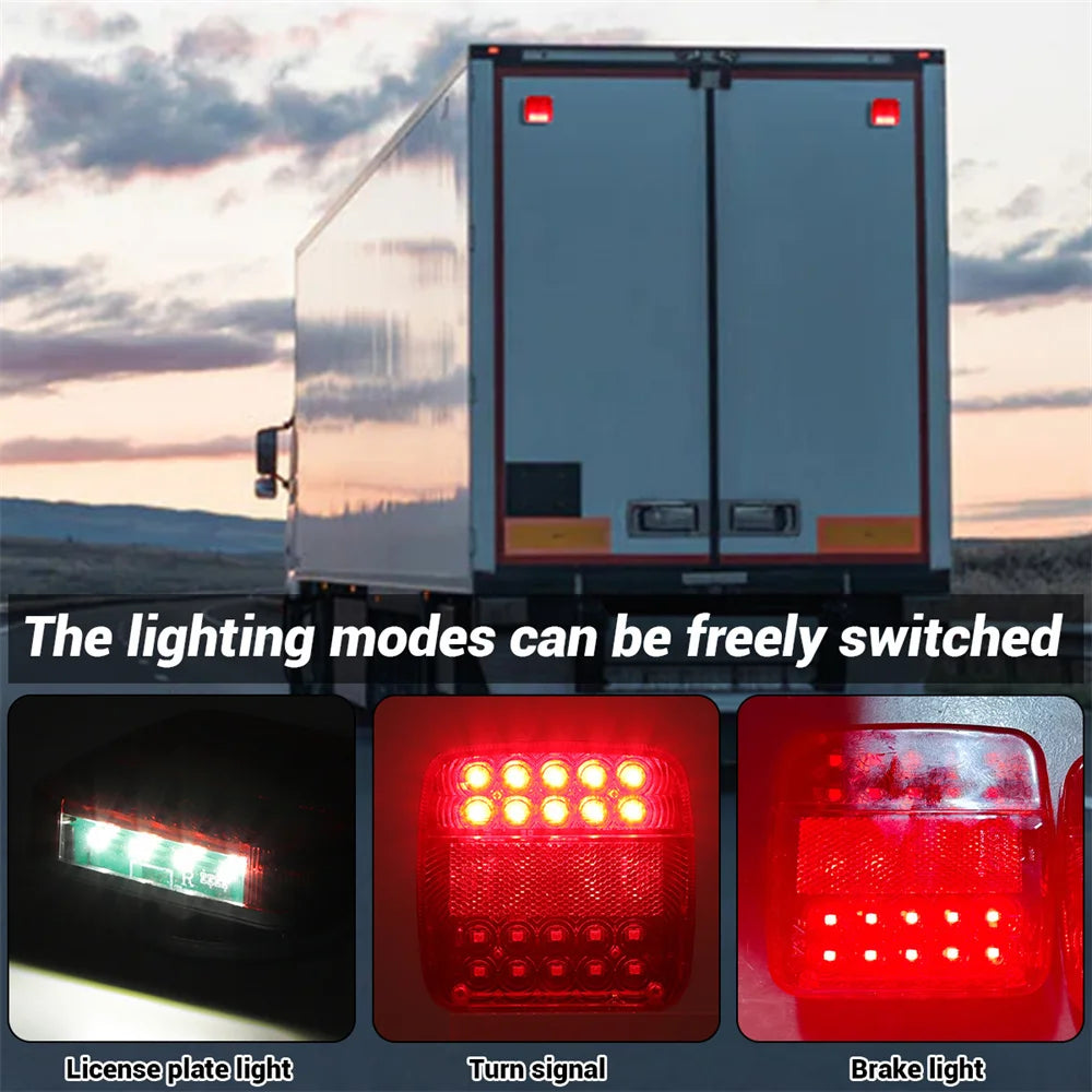 2PCS Magnetic Wireless LED Trailer Rear Taillight Brake Signal Warning