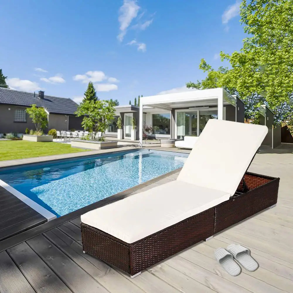 Wicker Patio Chaise Lounge Chair