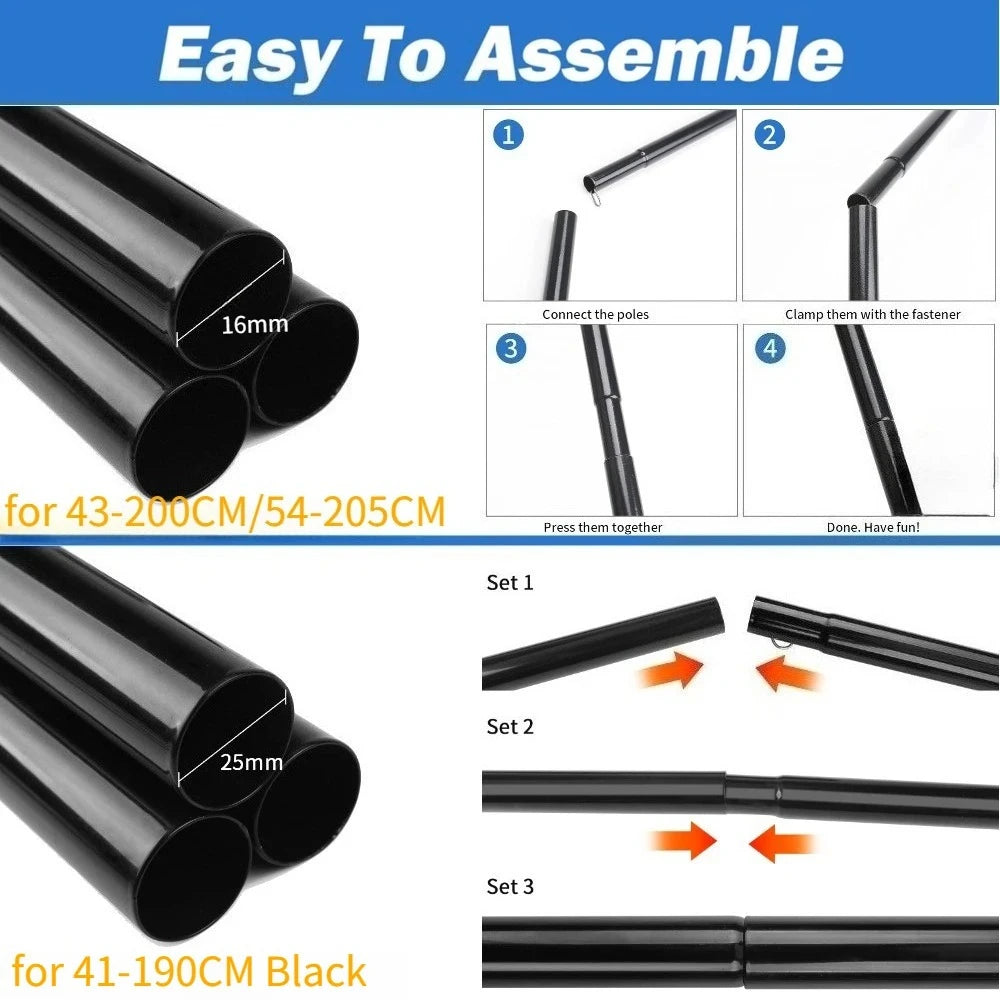 Telescopic Tent Poles Set of 2 Universal Adjustable Aluminium Camping Awning Poles Sun Sail Shelter Rods Tarp Tent Accessories