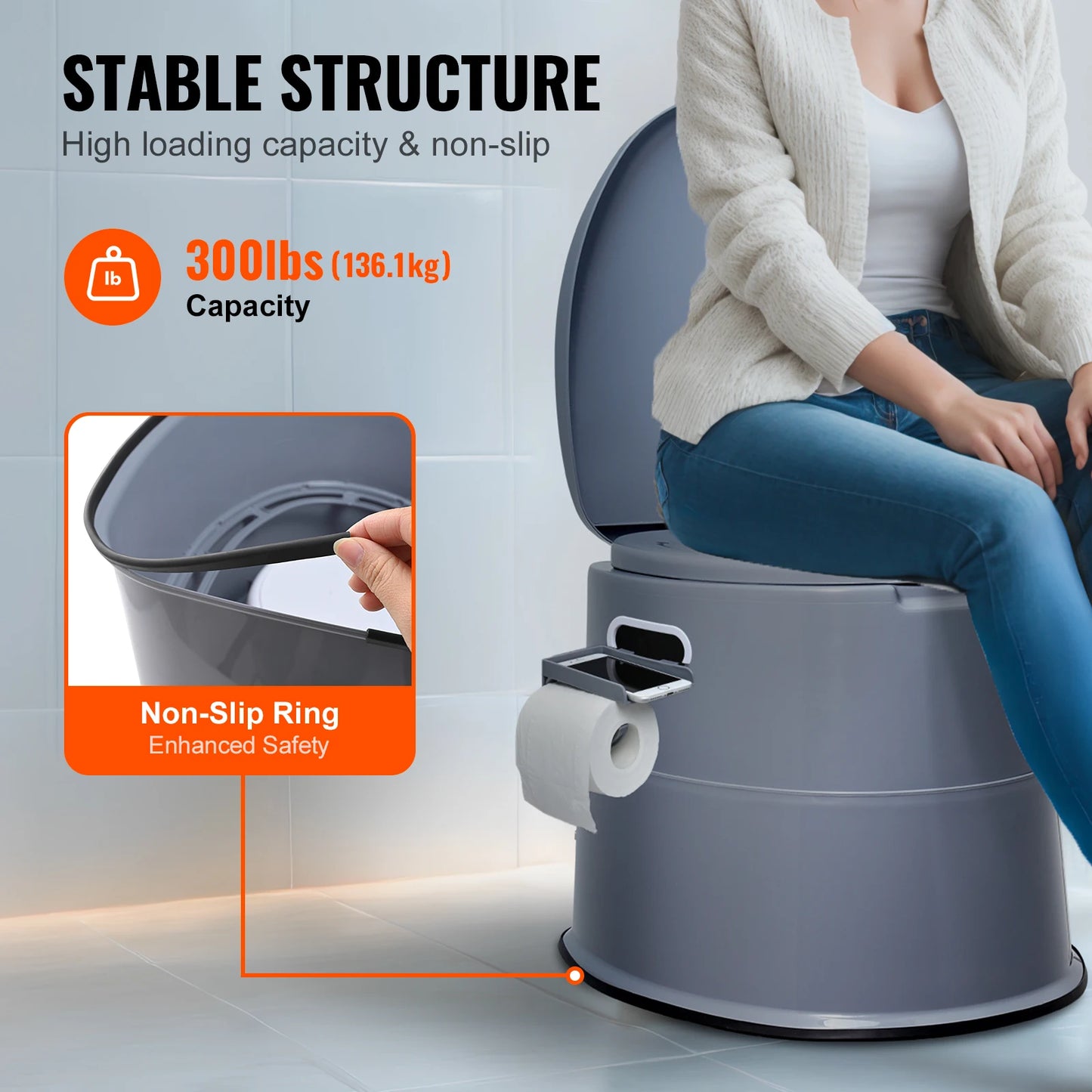 Porta Potty  for Camping with 1.3G Detachable Inner Bucket