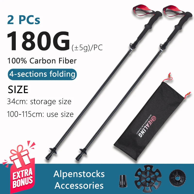 Ultralight Carbon Fiber Folding Trekking Poles