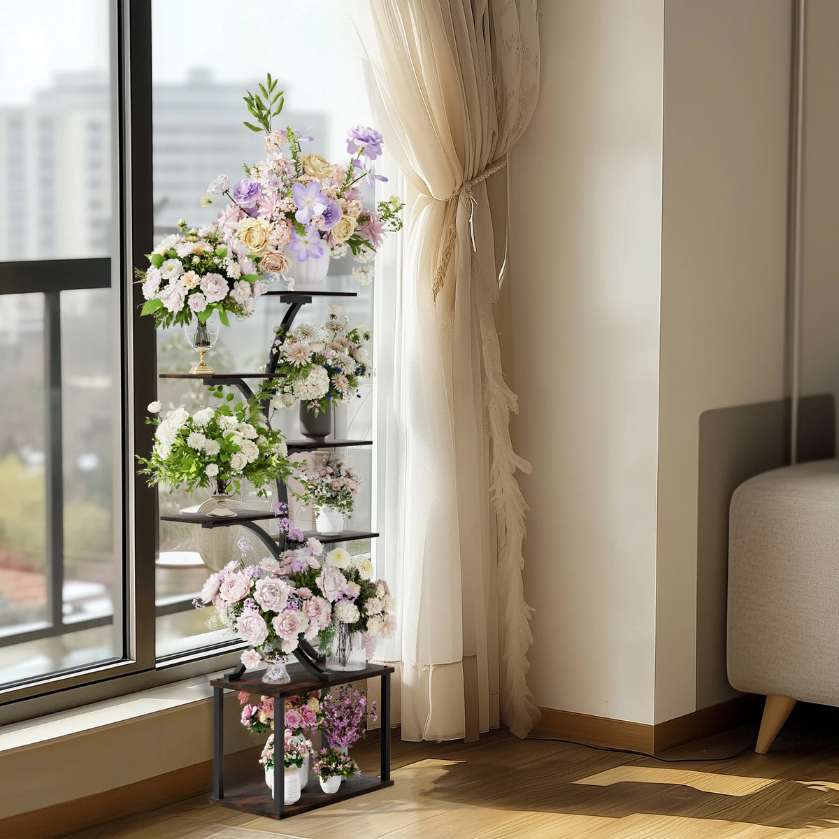 Industrial Tree-Shaped Multi-Tier Plant Stand