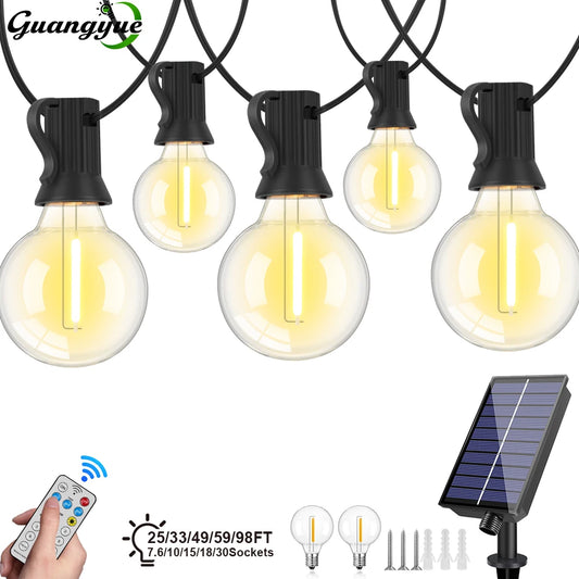 G40 Outdoor Solar String Light Garland LED Solar String Lights 24V Globe Waterproof Hanging Lights for Garden Backyard Cafe