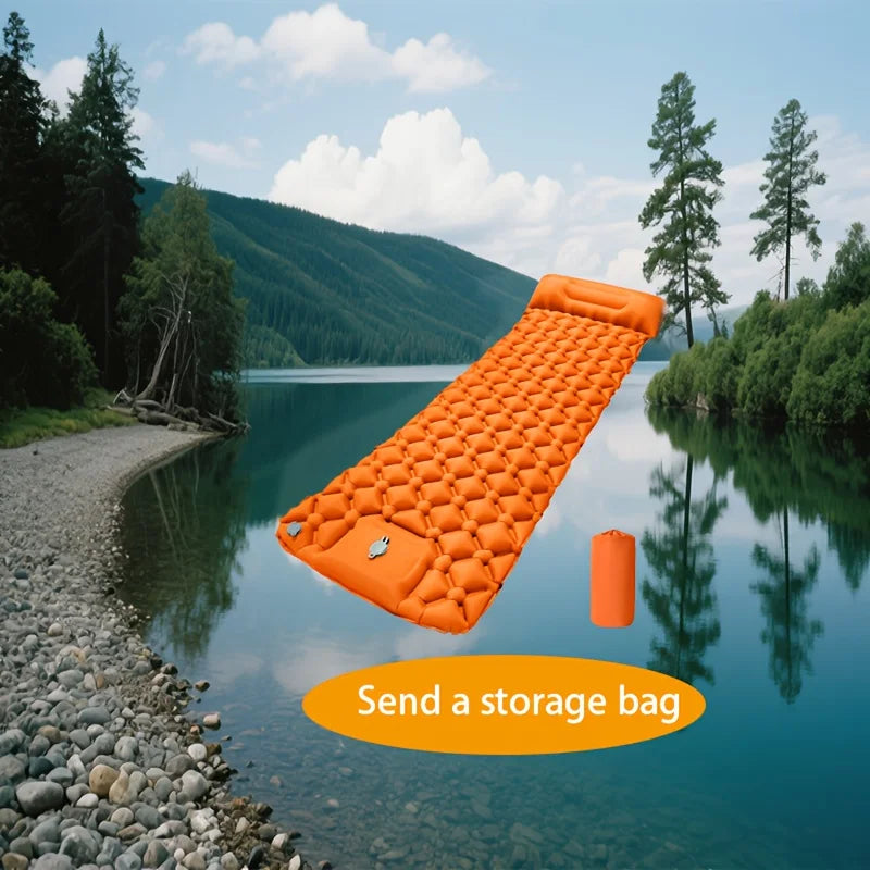 Quick-Inflate Camping Sleeping Pad – Extra-Thick Portable Hiking Mattress