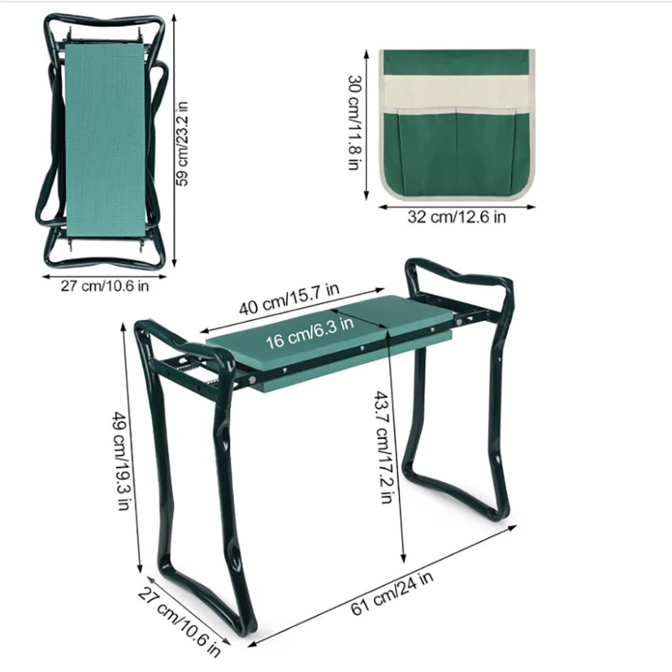 2-in-1 Folding Garden Kneeler & Seat with EVA Foam Pad