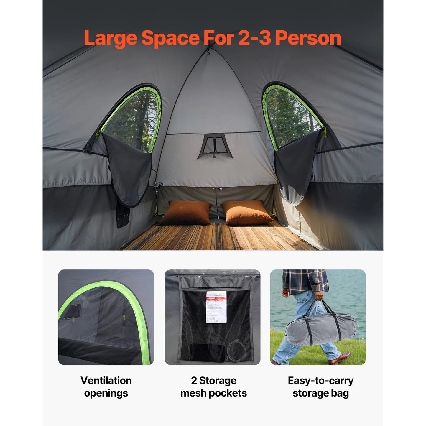 Pickup Truck Bed Tent for Camping Waterproof PU2000 2-3 Person
