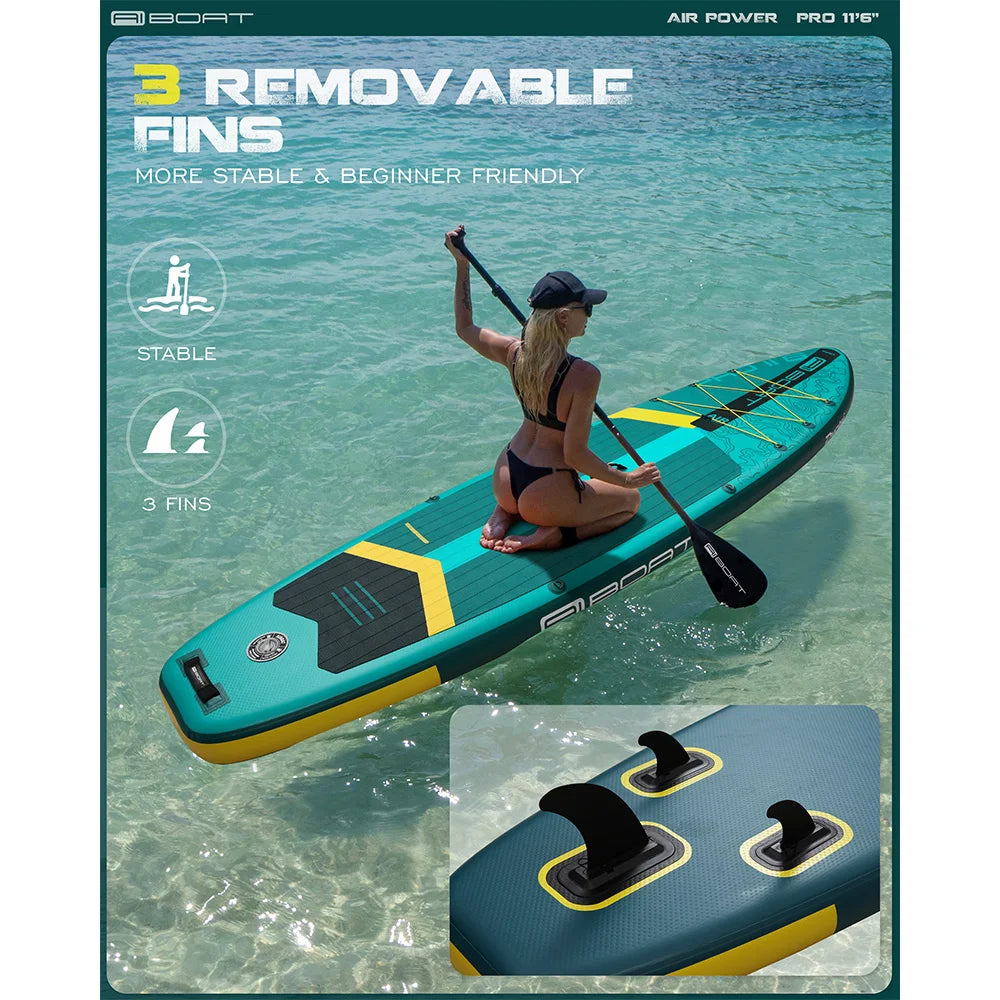 AIBOAT 11'6" Inflatable Stand-Up Paddle Board – 35" Wide Fishing SUP