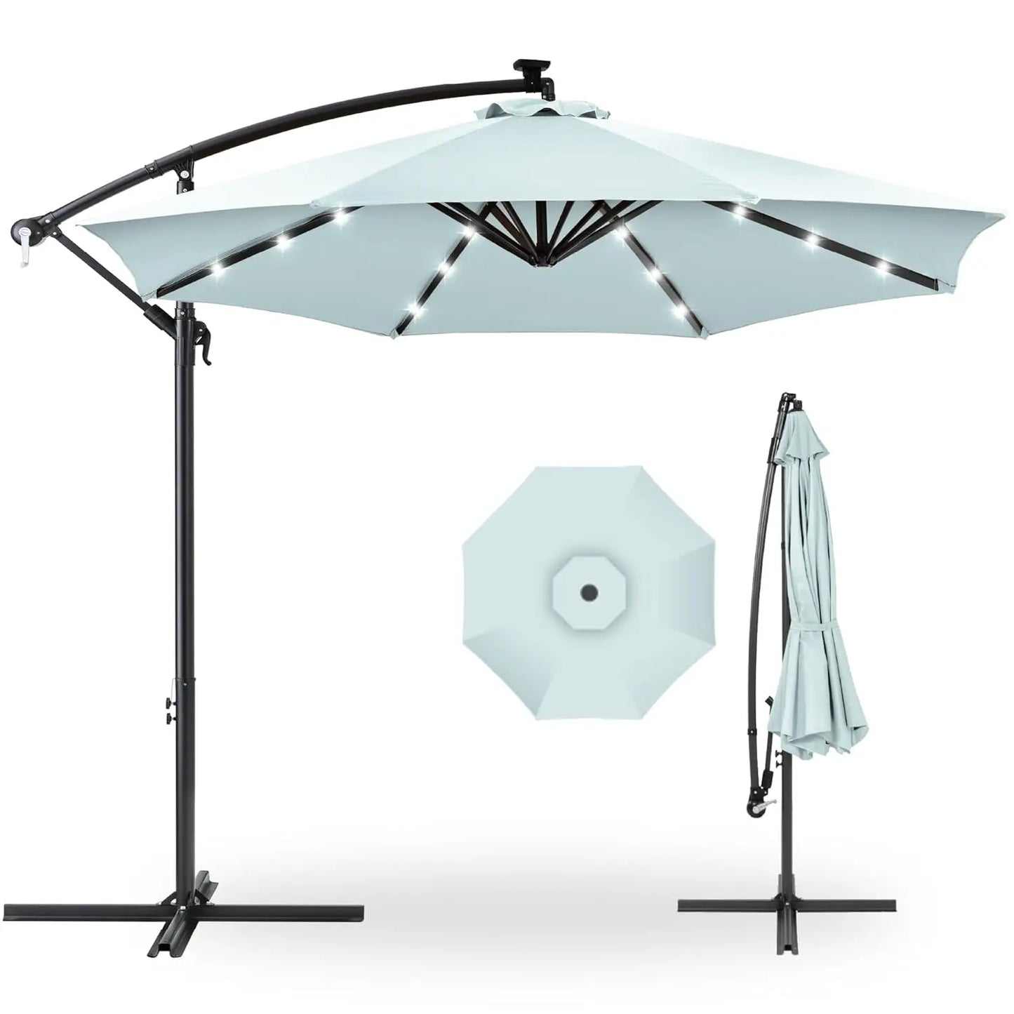 10ft Solar LED Offset Cantilever Umbrella