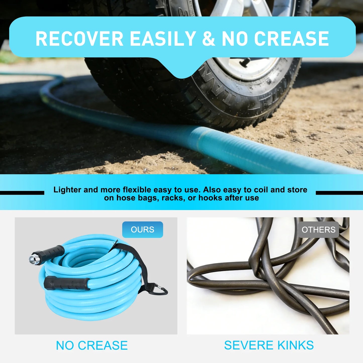RV Water Hose 15FT Garden Drinking Hoses with Storage Bag Leakproof Anti-Kink
