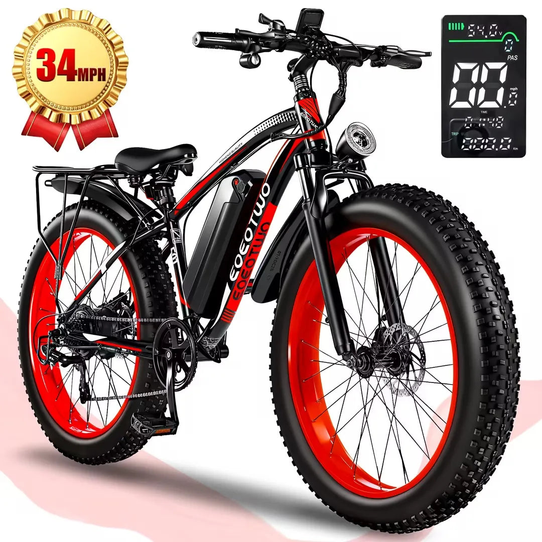 26" Fat Tire Electric Bike – 1000W Motor, 48V 15Ah Battery