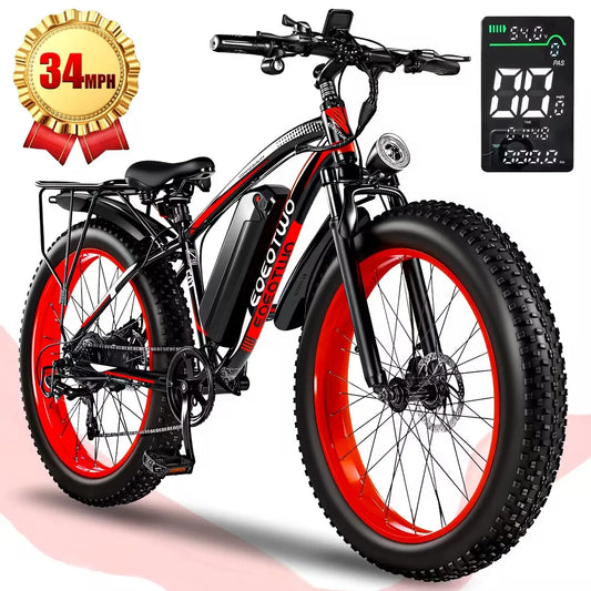 26" Fat Tire Electric Bike – 1000W Motor, 48V 15Ah Battery