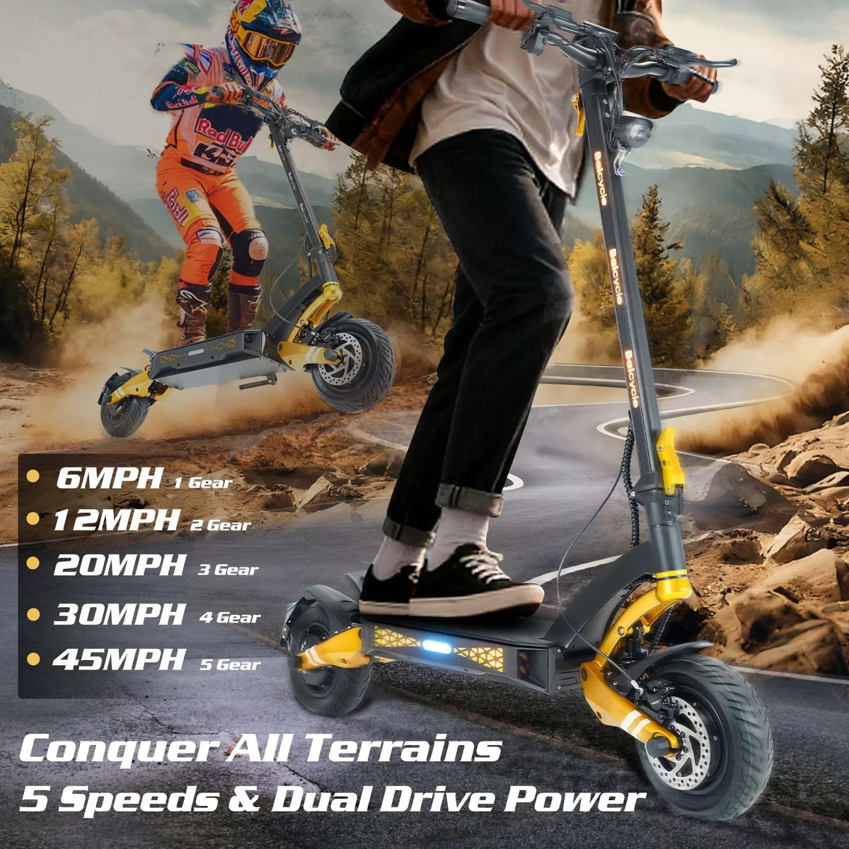 Dual-Motor Foldable Electric Scooter – 6000W, 10" Off-Road Tires
