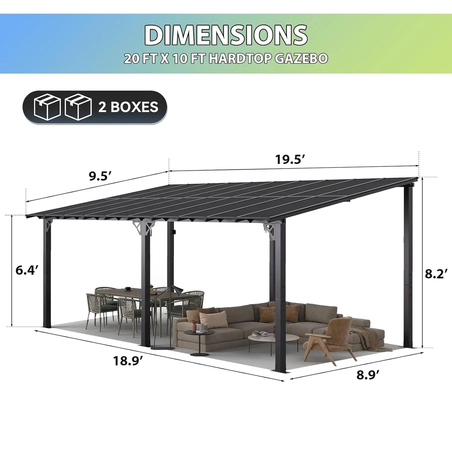 20x10 Wall-Mounted Gazebo Pergola