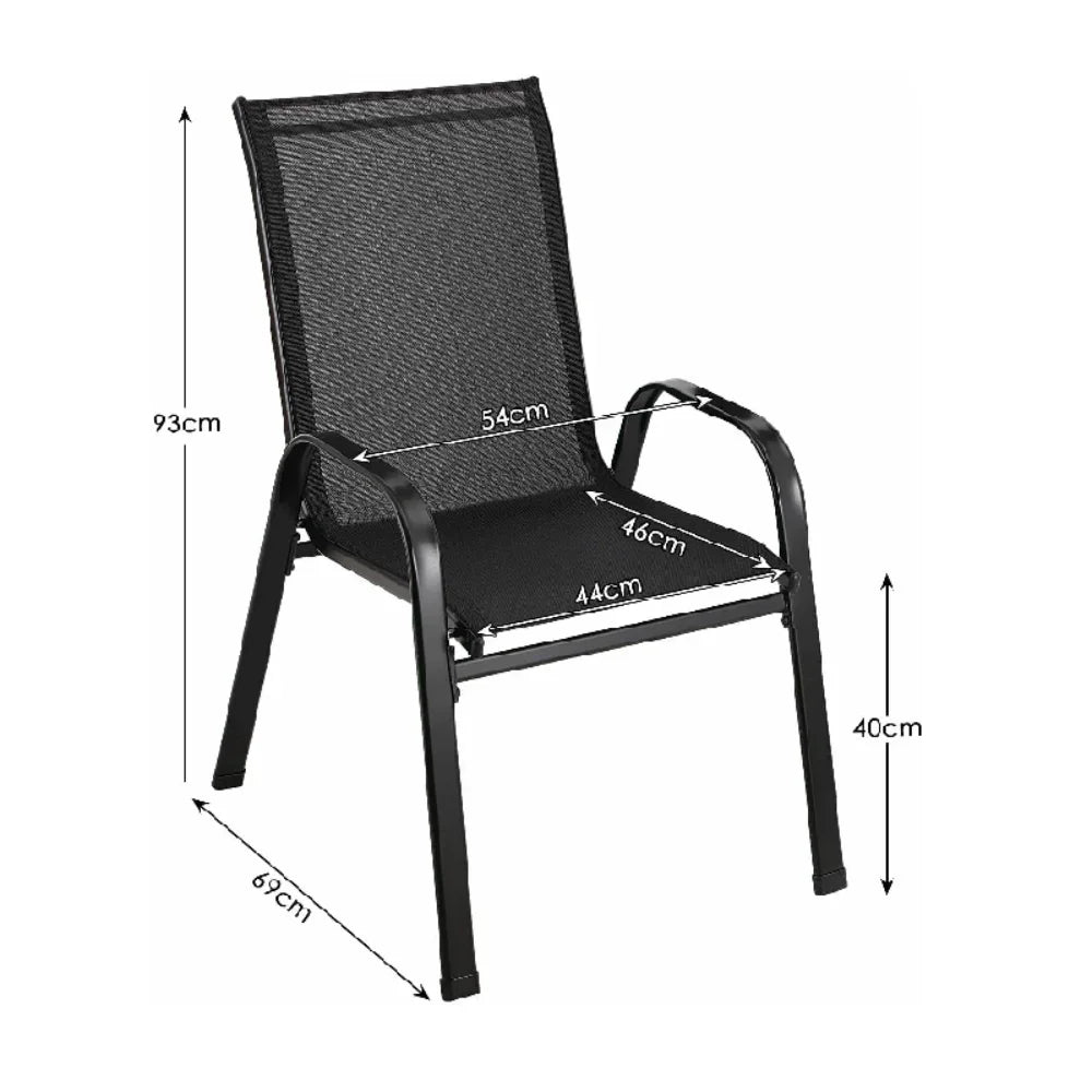 4PCS Garden Chairs Steel-iron+Teslin Fabric Folding High Chair