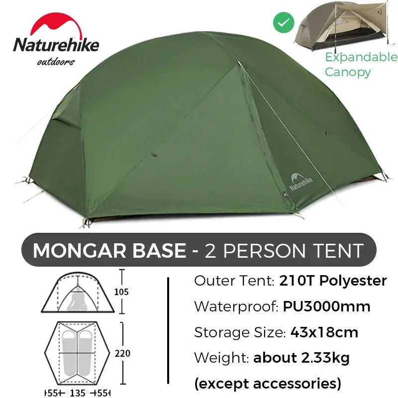 Naturehike Mongar 2-Person Ultralight Backpacking Tent with Footprint
