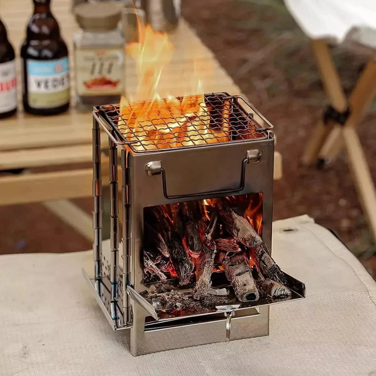 Stainless Steel Wood-burning Stove Lightweight Compact Portable Folding