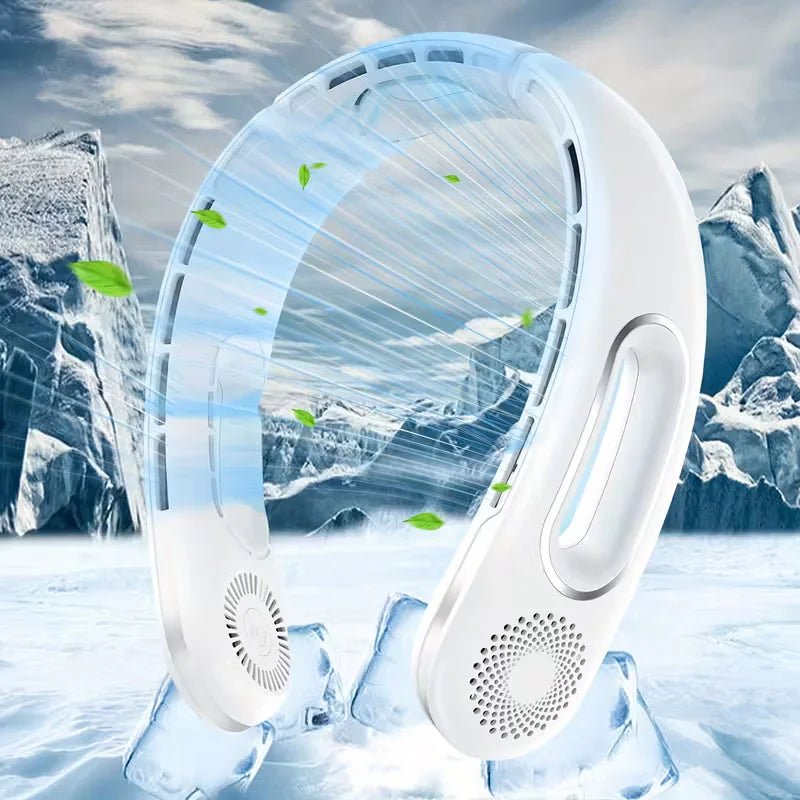 Bladeless Rechargeable Neck Fan – 4-Speed 360° Hands-Free Cooling