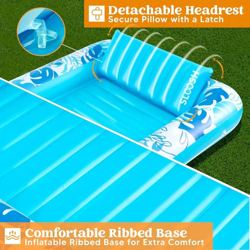 JOYFY 4 in 1 Suntan Tub Raft Floatie Inflatable Tanning Pool  70" x 46"