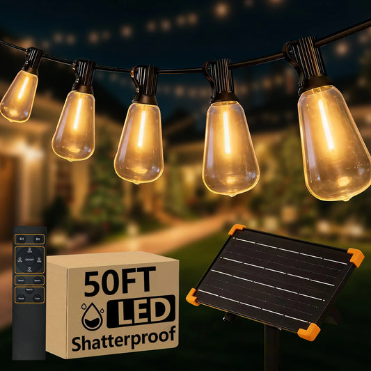 50FT Solar String Lights Warm White