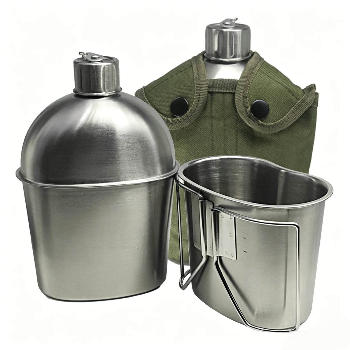 1L Tactical Water Canteen with Carrying Pouch – Outdoor Camping & Hiking Bottle
