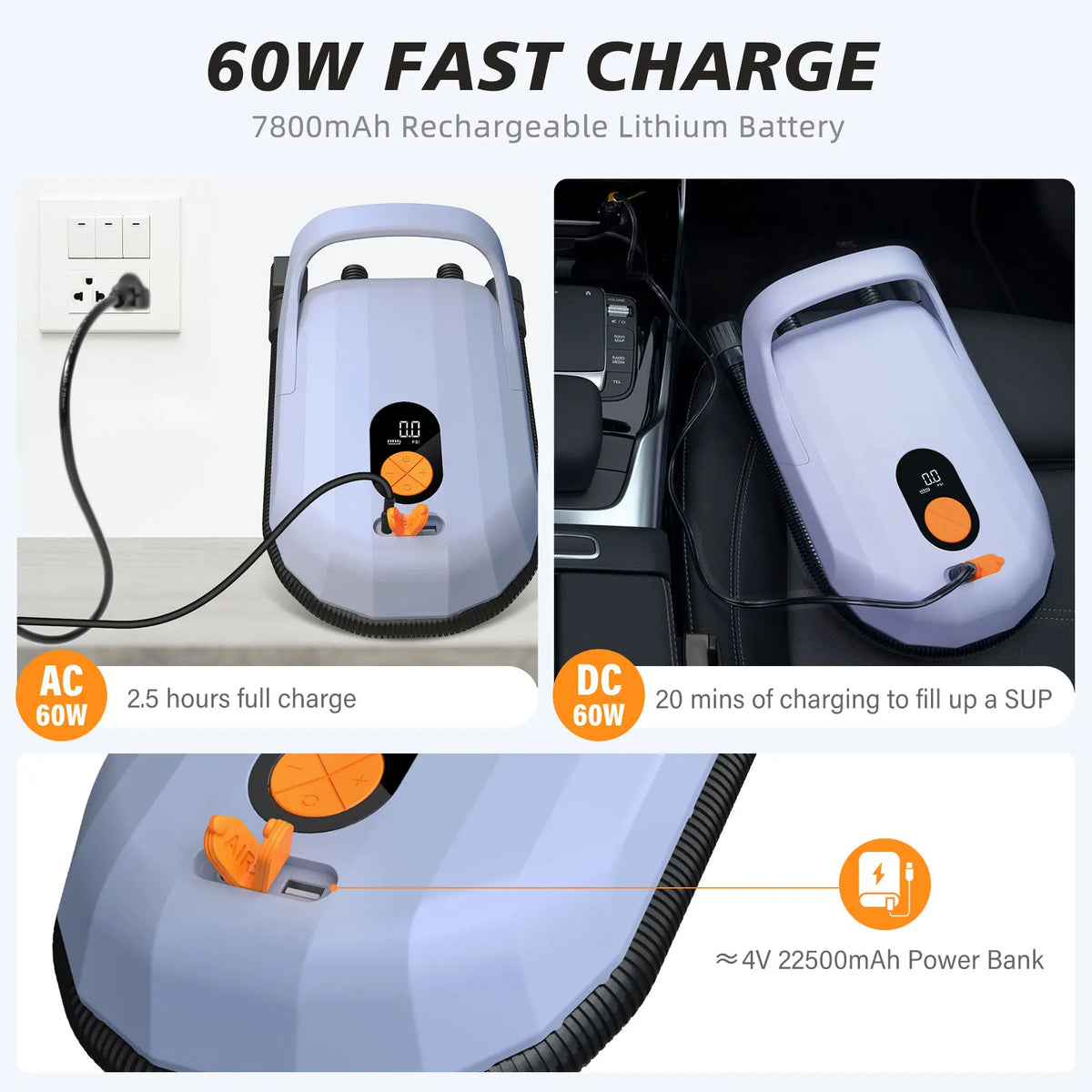 20 PSI Rechargeable Electric SUP Air Pump