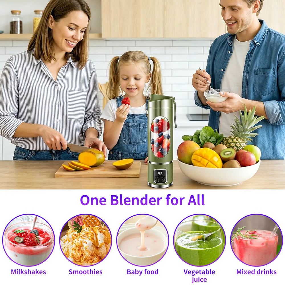 450ml Portable Juicer Blender Cup 12 Stainless Steel Blades 3 Speed Modes USB Charging