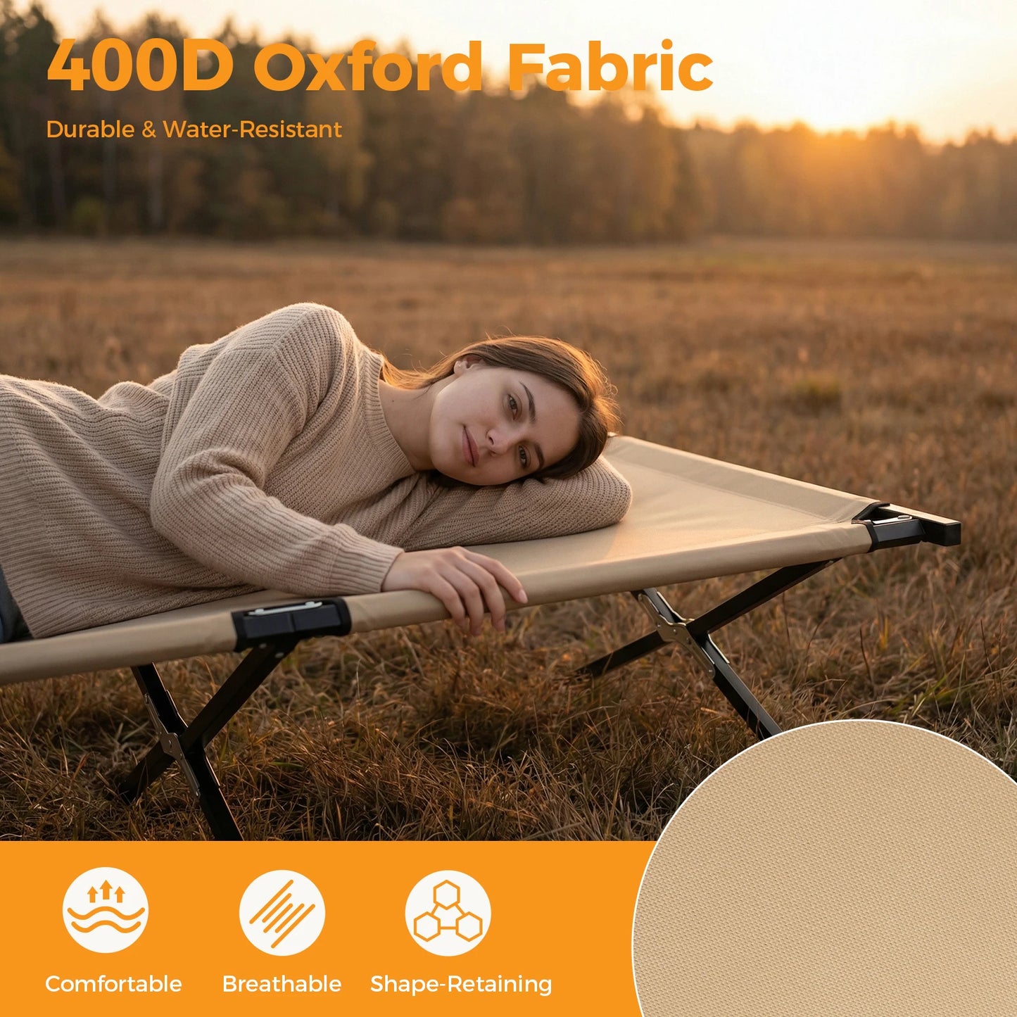 JHK Portable Folding Camping Marching Bed 300 LBS Capacity Collapsible Camping Cot