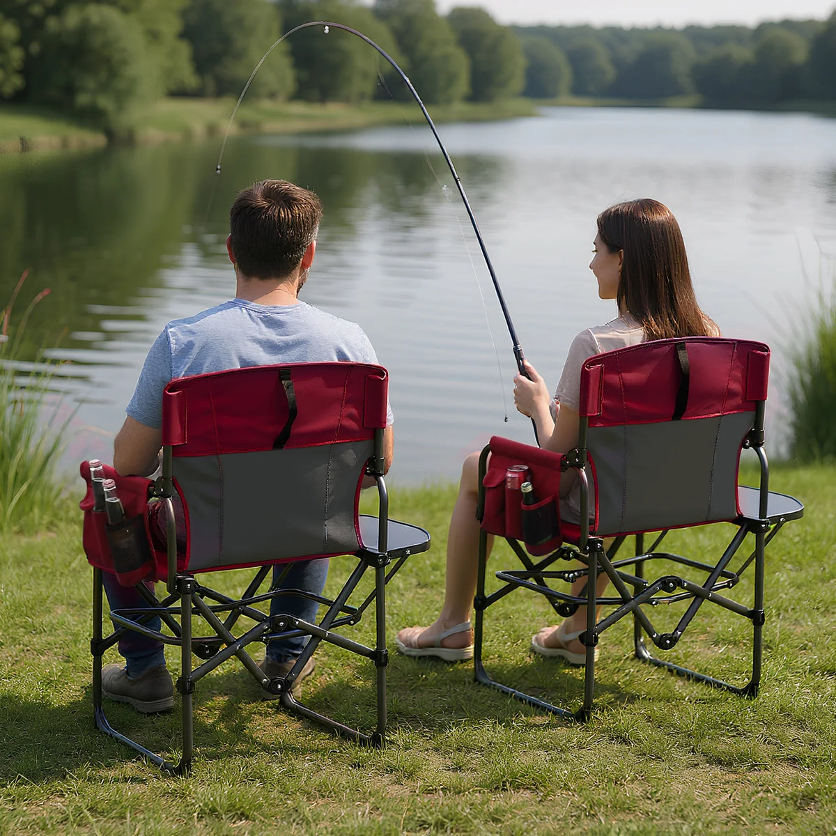 Oversized Heavy-Duty Director’s Camping Chair – 400 lb Capacity with Side Table