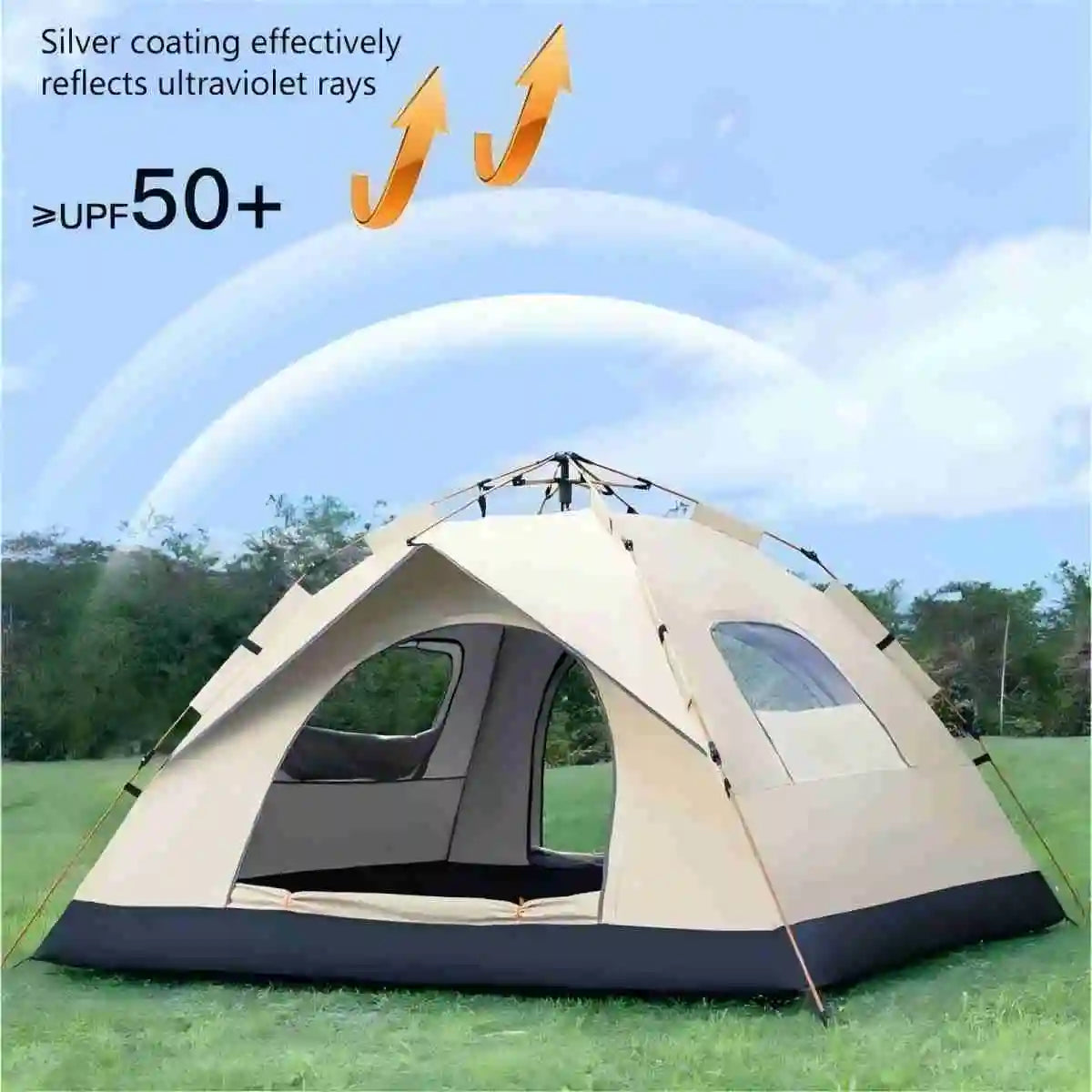Outdoor Shelter Sunshade Self-Driving Travel Camping Tent  Two Doors and Two Windows