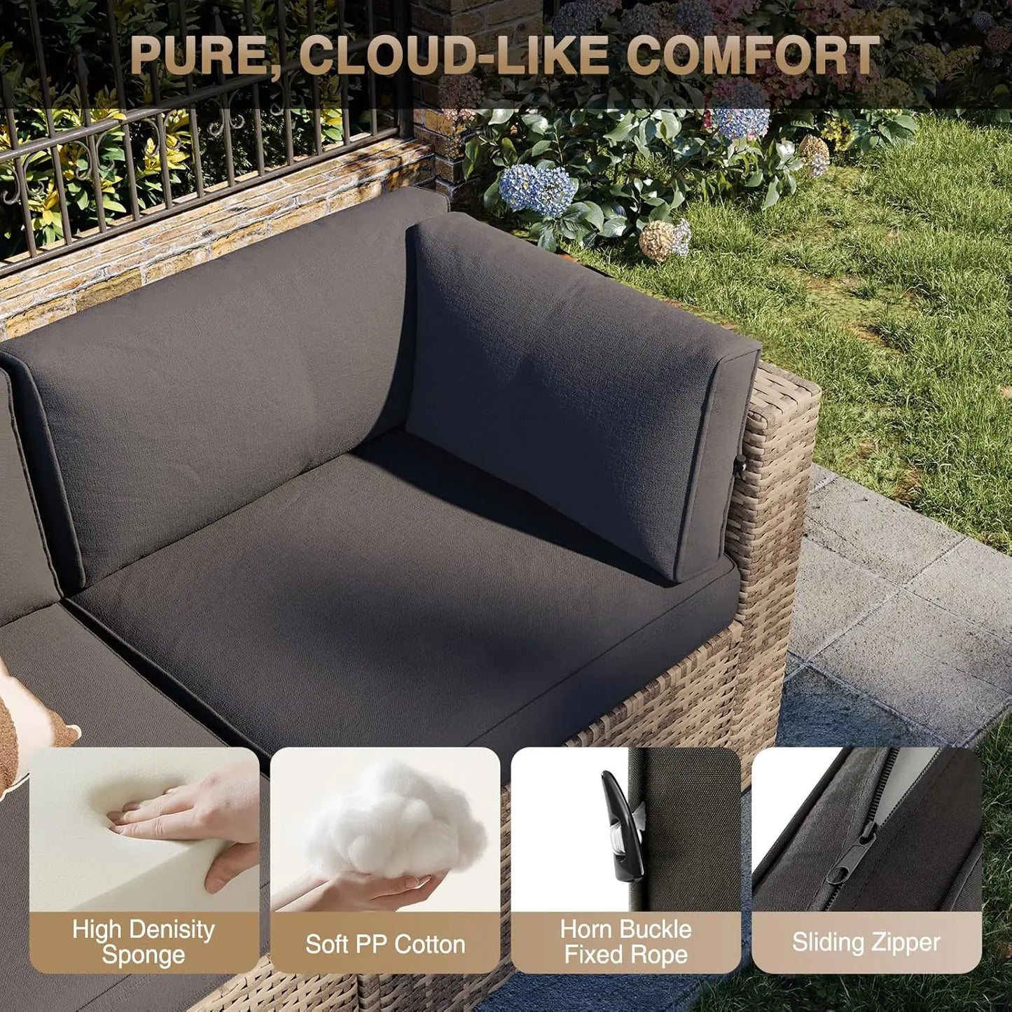 7-Piece Outdoor Patio Furniture Set Thick Cushion