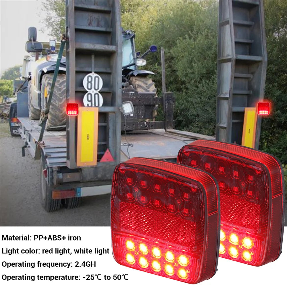 2PCS Magnetic Wireless LED Trailer Rear Taillight Brake Signal Warning