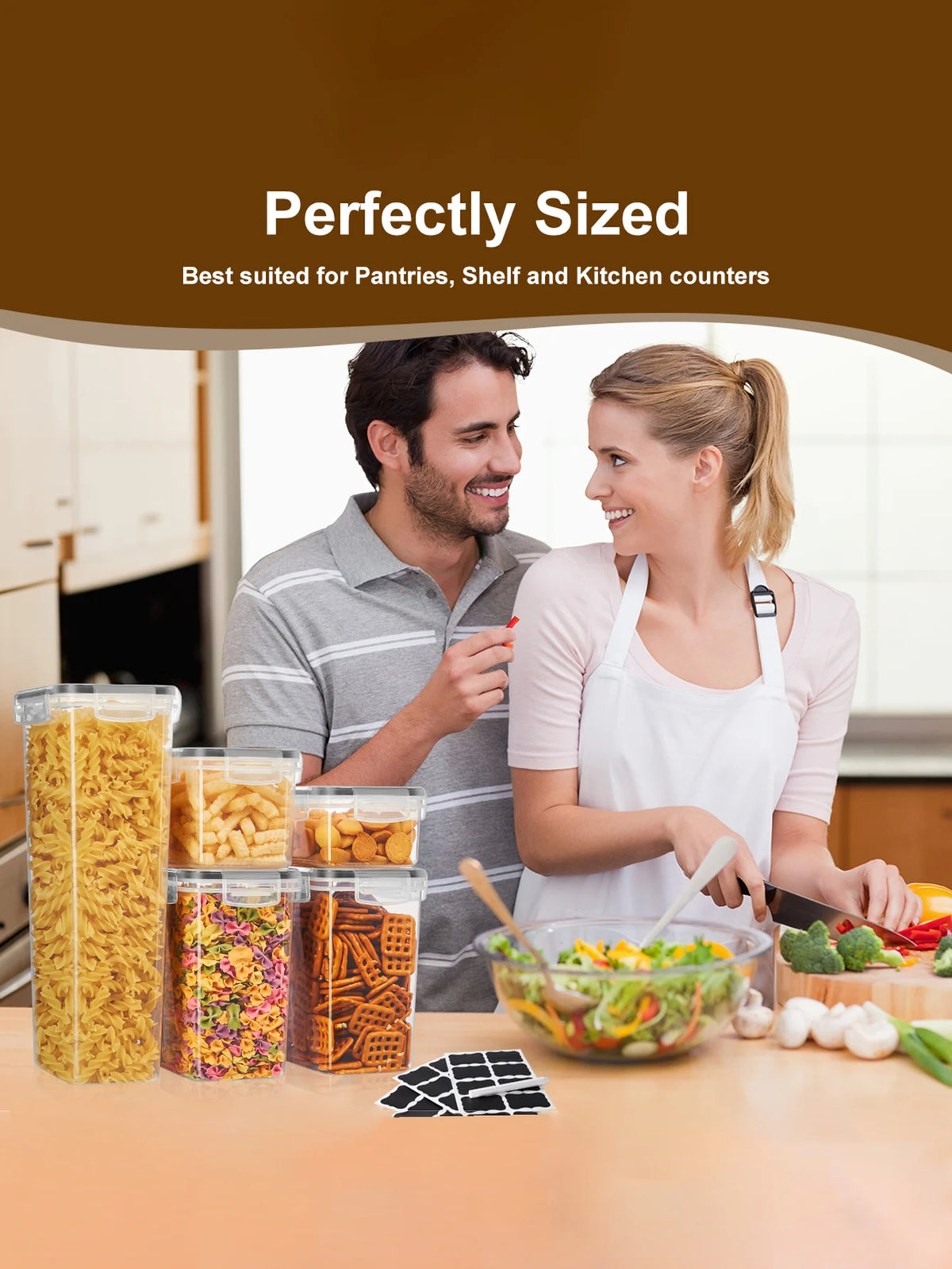 48-Piece Airtight Food Storage Container Set with Lids & Pantry Labels