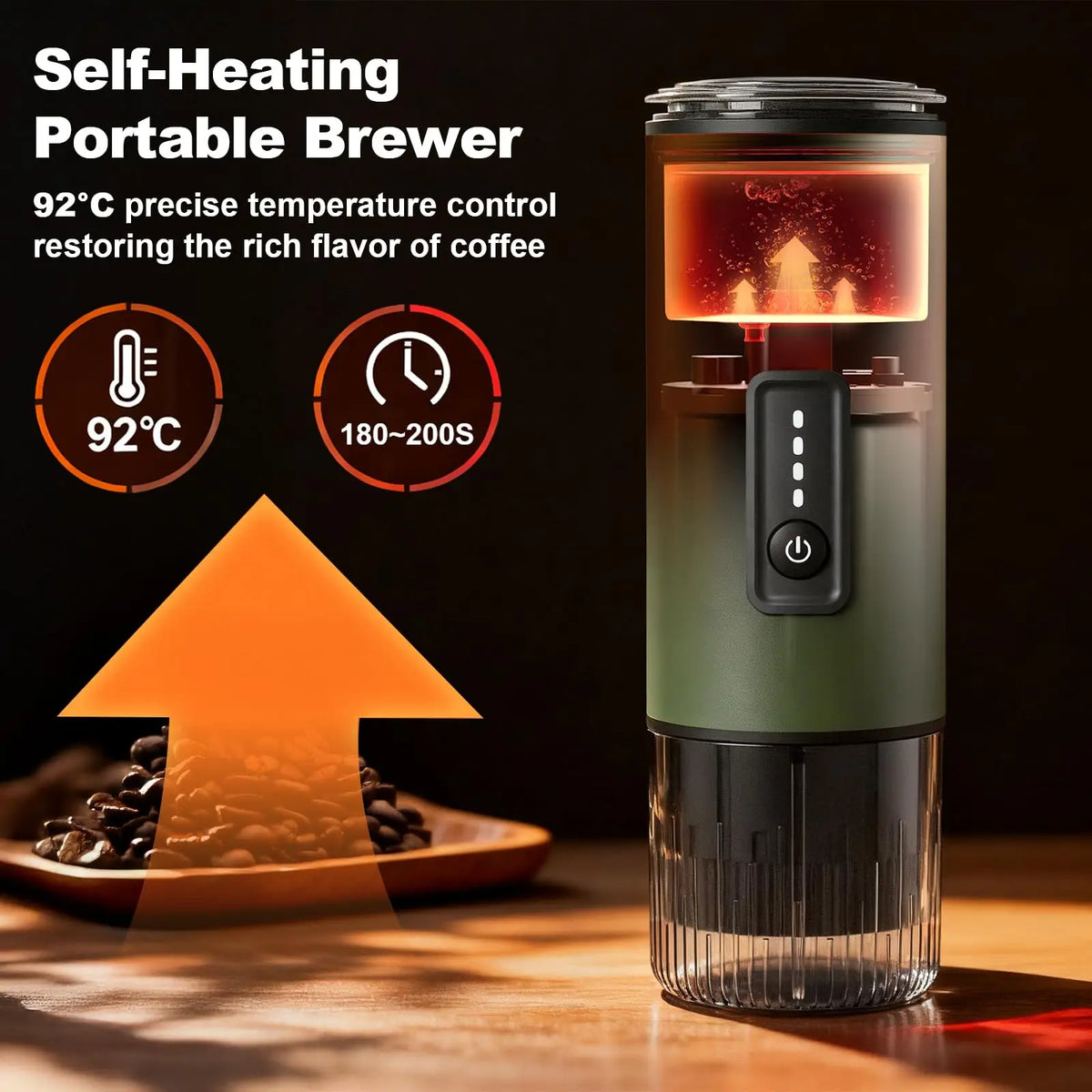 3-in-1 Portable Espresso Maker – Self-Heating Travel Coffee Machine